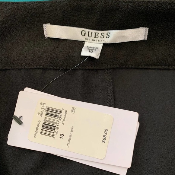 NWT GUESS Black Studded Lita Flyaway Midi Skirt - Picture 9 of 10